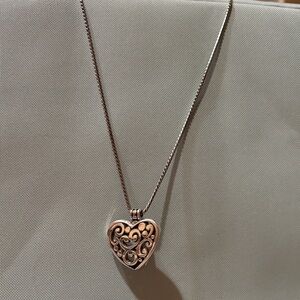 Brighton Silver Heart Filigree Necklace